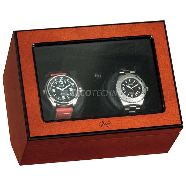 Watchwinder Atlantic voor 2 horloges incl. netadapter palissander gepolijst/zwart