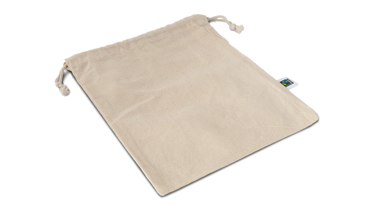 Drawstring bag, cotton, 32 x 49 cm, Oeko-Tex Standard 100, Fairtrade, LFGB compliant