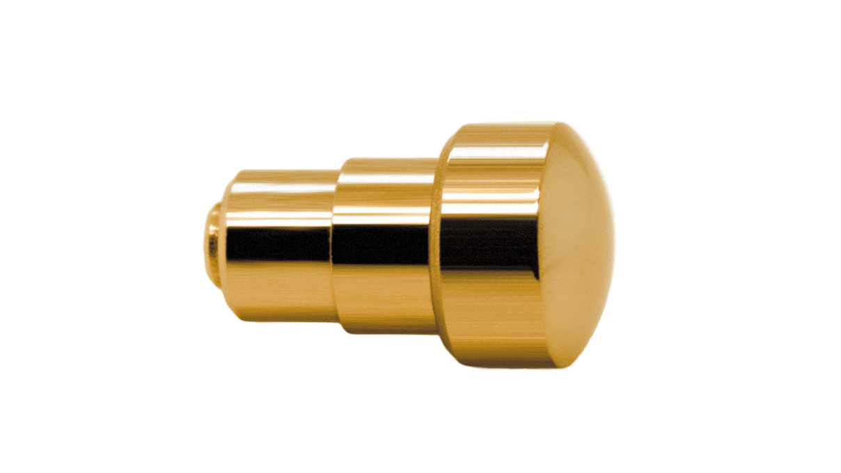 Pulsador impermeable P20Y para cronógrafos a prensar, cabeza Ø 4,0 mm, tubo Ø 2,5 mm, recorrido del muelle 1,8 mm, dorado ( 3 micras )