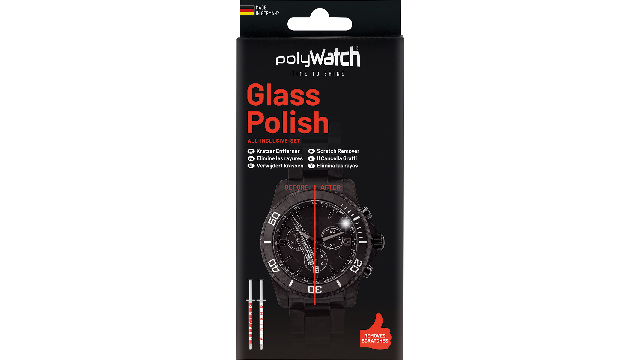 polyWatch Glass Polish, Einzelverpackung, Kratzer Entferner