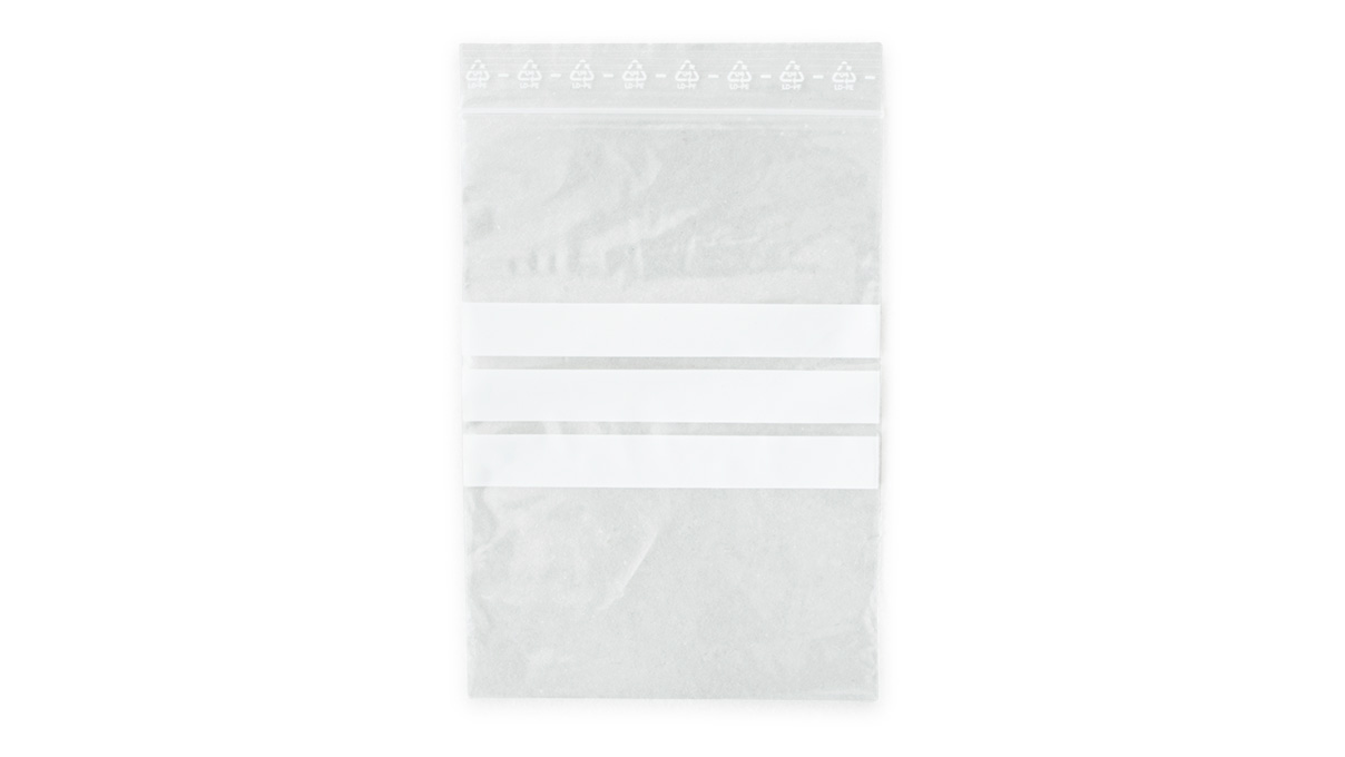 Drukverzegelde zak met etiketveld, 170 x 120 mm, 100 stuks