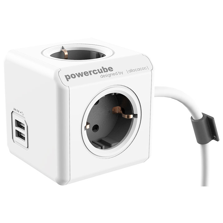 PowerCube Mehrfachstecker, 220 - 240 V, 6 Ausgänge, 2 USB-Anschlüsse