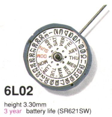 AU-Werk Miyota 6L02 6 3/4 x 8''' DAY/DATE3 SC Quarz (364 | SR621SW)