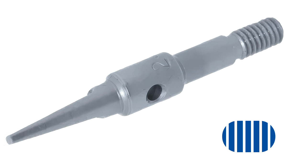 Badeco riveting insert for setting hammer, oval, 2,1 x 1,2 mm, grooved