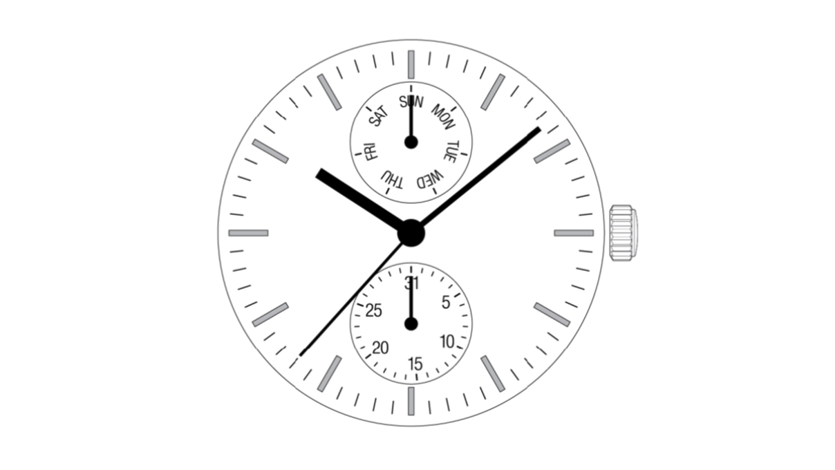 AU-Werk Shiojiri (Seiko SII) VX7PE 12 3/4''' DATE6/DAY12 Quartz (395 | SR927SW)