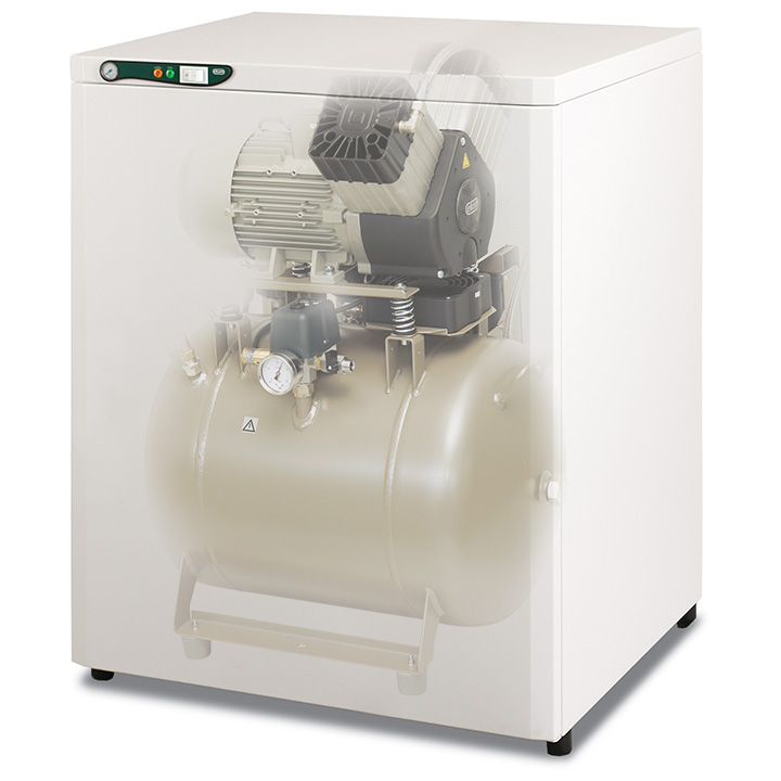Ekom Kompressor DK50 2V/50S/M, 6 - 8 bar, 50 l, ölfrei, Schalldämmbox, Membrantrockner, 230V/50Hz