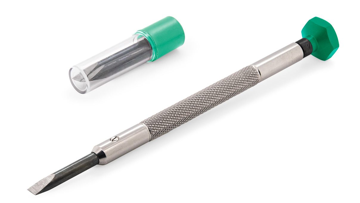 VOH screwdriver, blade 2 mm, light green, with replacement spare blade