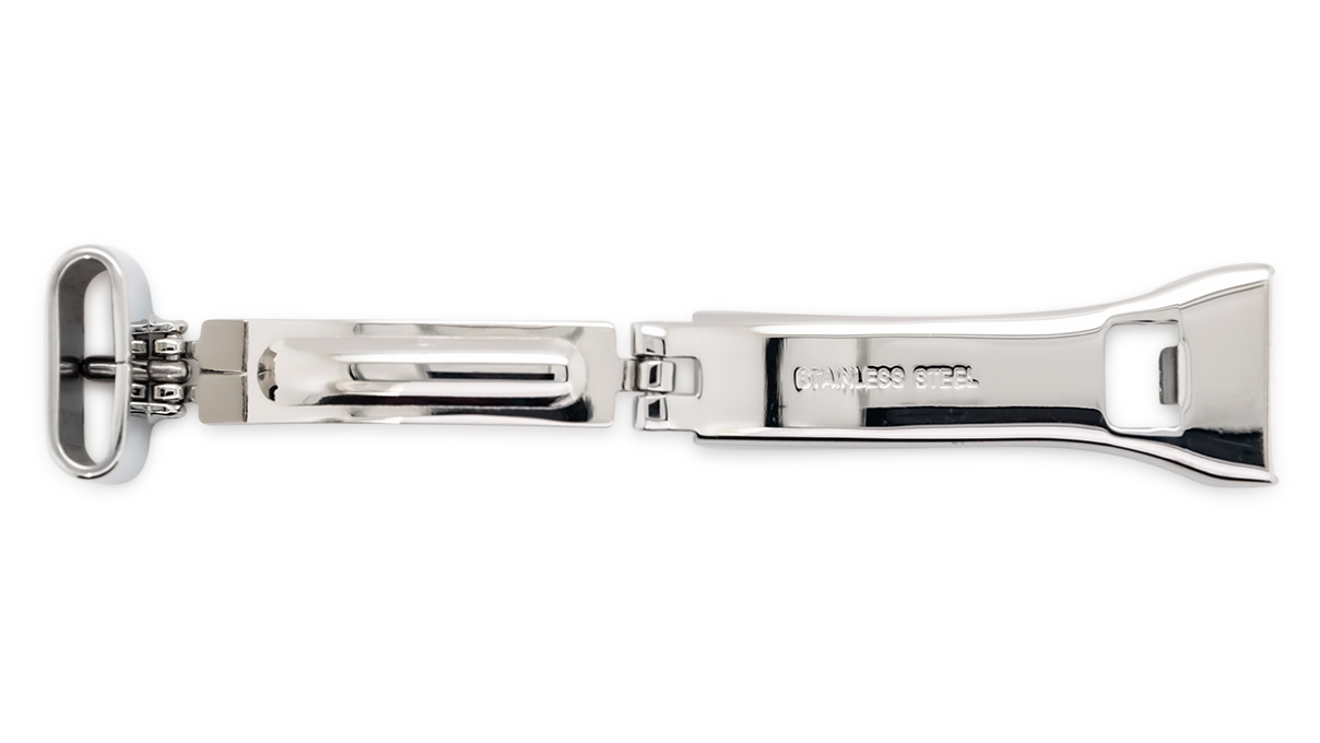 Folding clasp for leather straps, 12 mm, steel