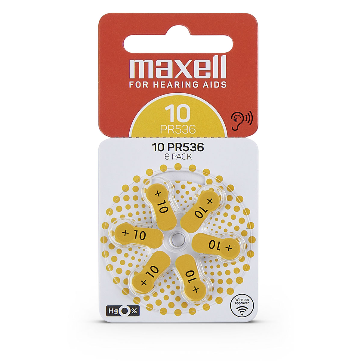 Maxell 6 Hörgerätebatterien Nr. 10, Blister