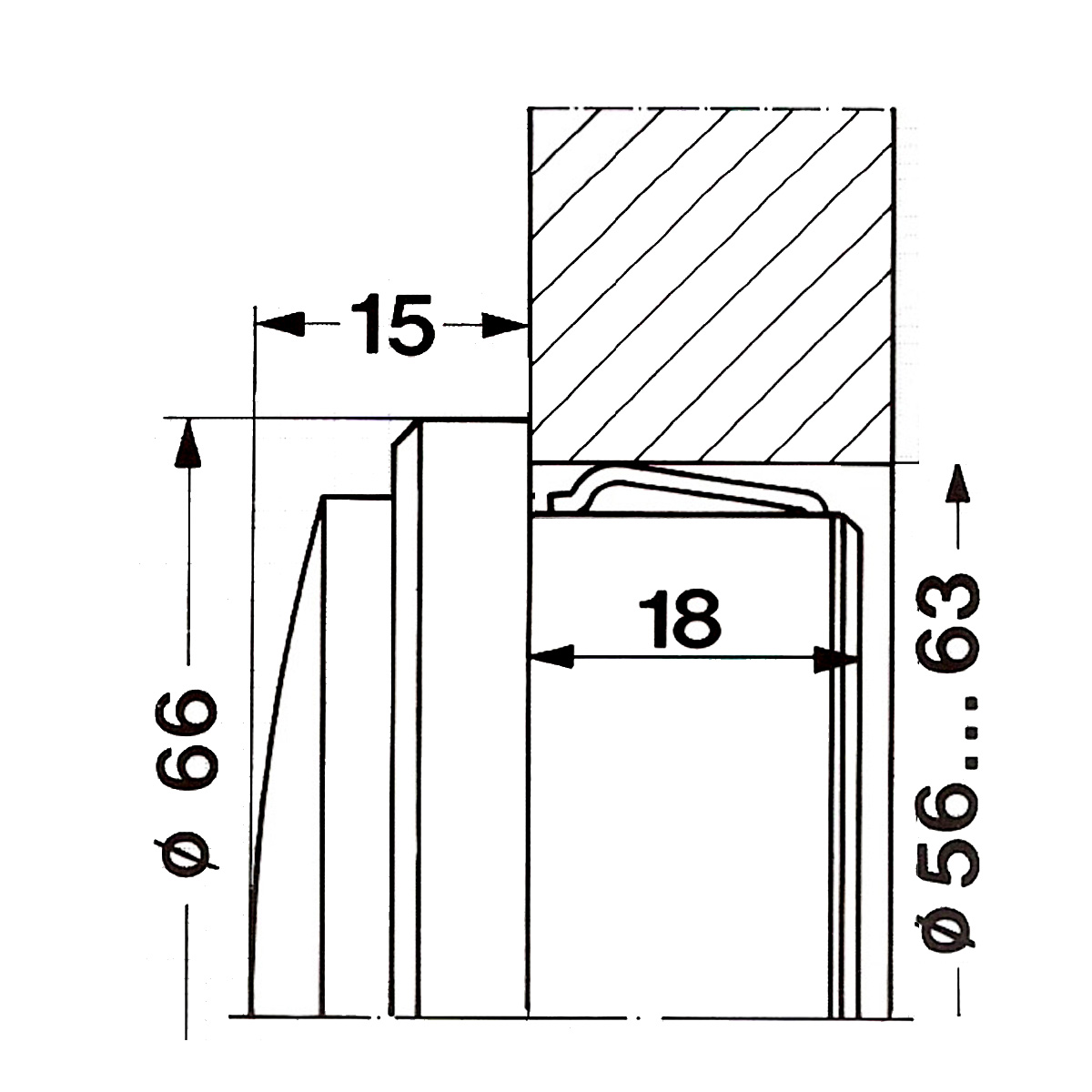 Insert movement, quartz roman 66 mm, mounting dimensions 56-63 x 18 mm