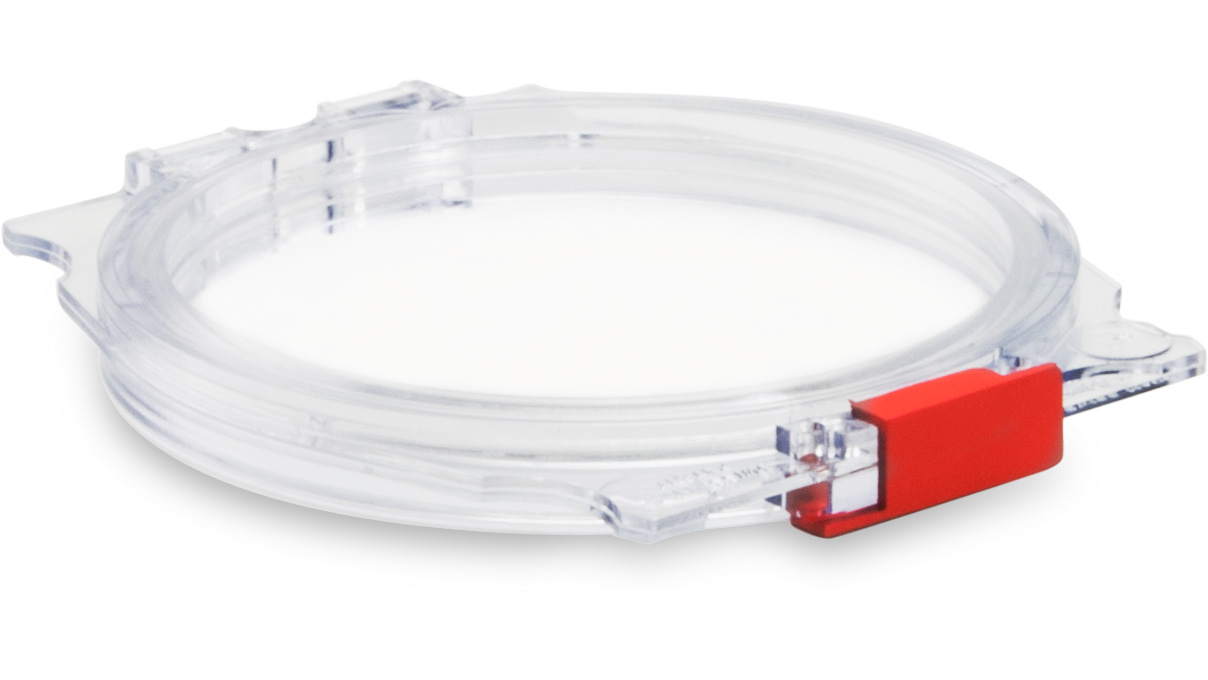 Membraandoosje, Ø 64 mm, hoogte 8 mm, met sluiting, transparant
