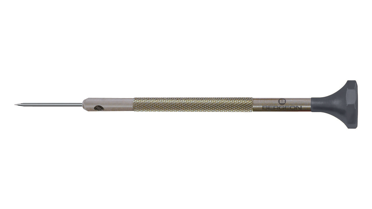 Bergeon 30081-110 Screwdriver, stainless steel 1,10 mm, gray, ergonomic head made of self-lubricating
POM plastic