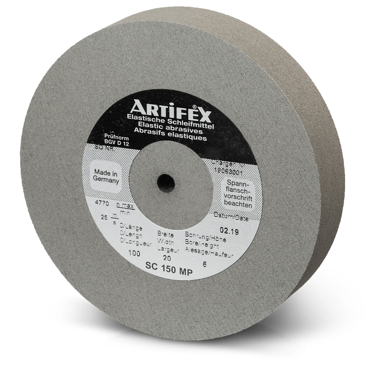 Artifex grinding wheel SC 150 MP, grain medium, hardness medium, Ø 100 x 20 mm, bore Ø 6 mm