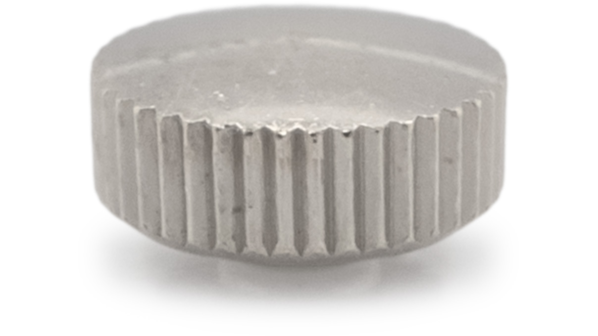 Waterproof crown, Japanese shape, Stainless steel, White, Head Ø 3 mm, Thread Ø 0,8 mm