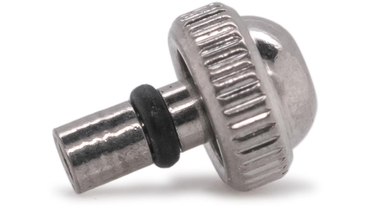 Waterproof crown, Japanese shape, Stainless steel, White, Head Ø 3 mm, Thread Ø 0,6 mm