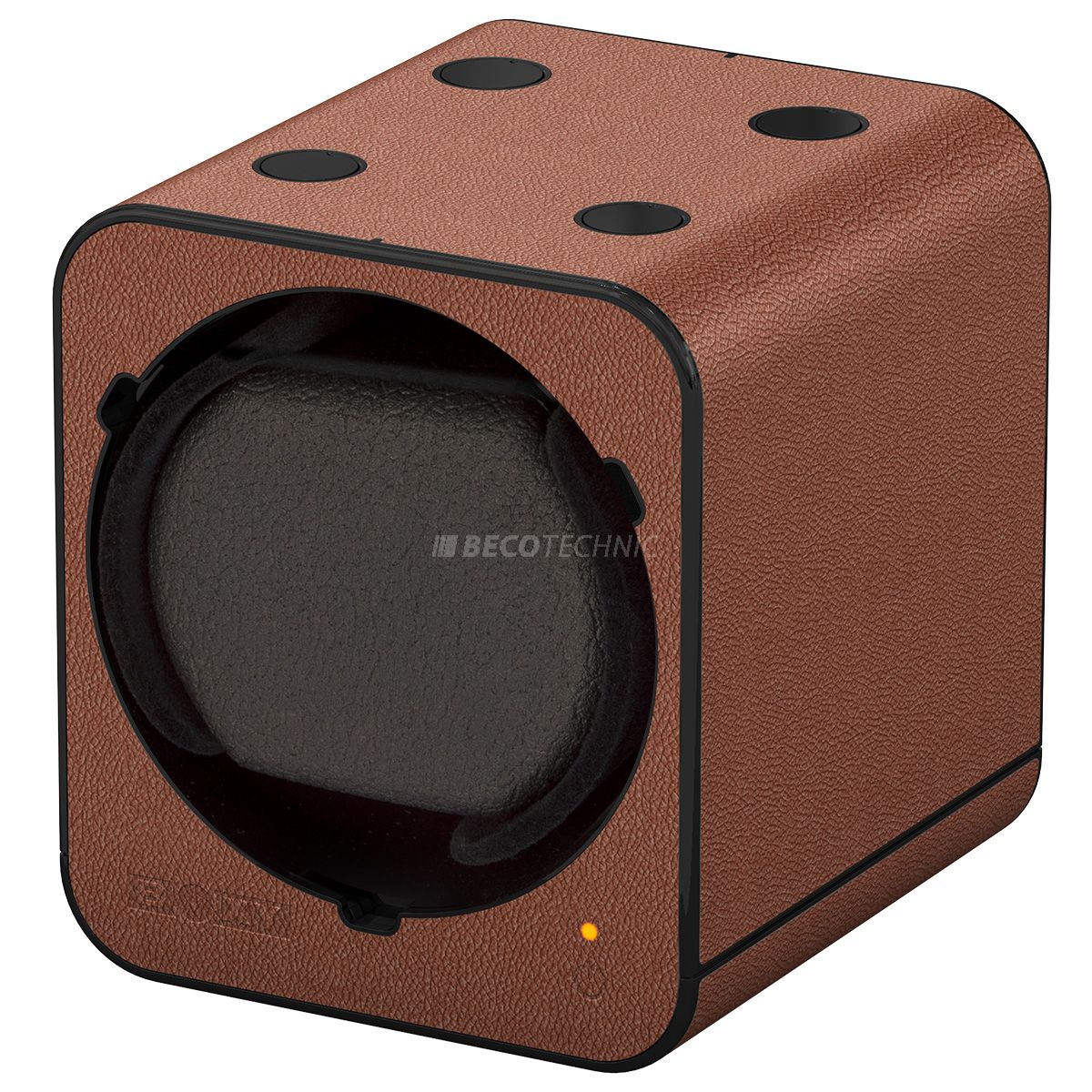 Boxy Fancy Brick watch winder, leather look brown, without adapter