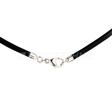 Kautschukkette schwarz mit Karabiner 925/- Silber, Ø 3,0 mm, Länge 45 cm