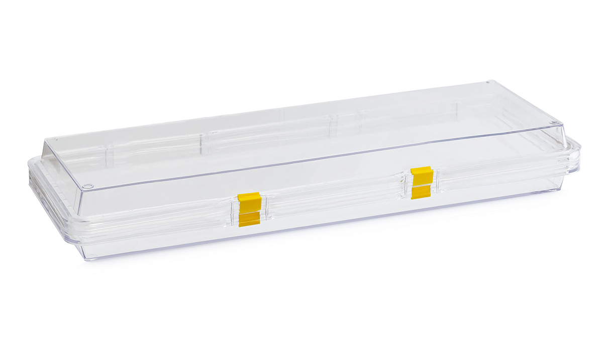 Membrandose, 25 x 300 x 75 mm, mit Verschluss, transparent