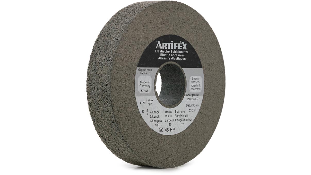 Artifex grinding wheel SC 46 HP, grain very coarse, hardness hard, Ø 100 x 20 mm, bore Ø 25 mm

