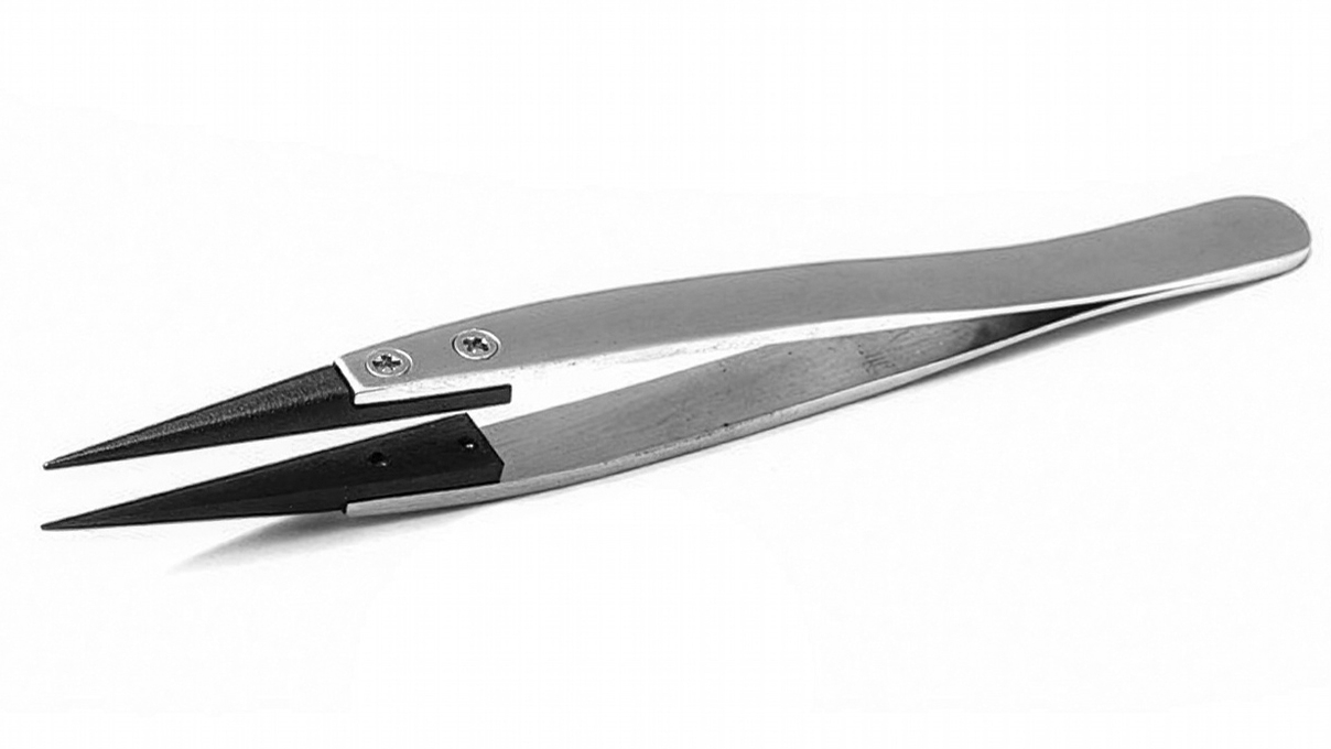 Replacement tips for tweezers 1404-SA, white synthetic tip, stainless steel handle, plastic version