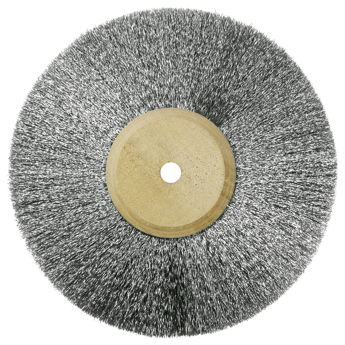 Circular brush, steel, Ø 100 mm, wire 0,12 mm, 4-row, with wooden core