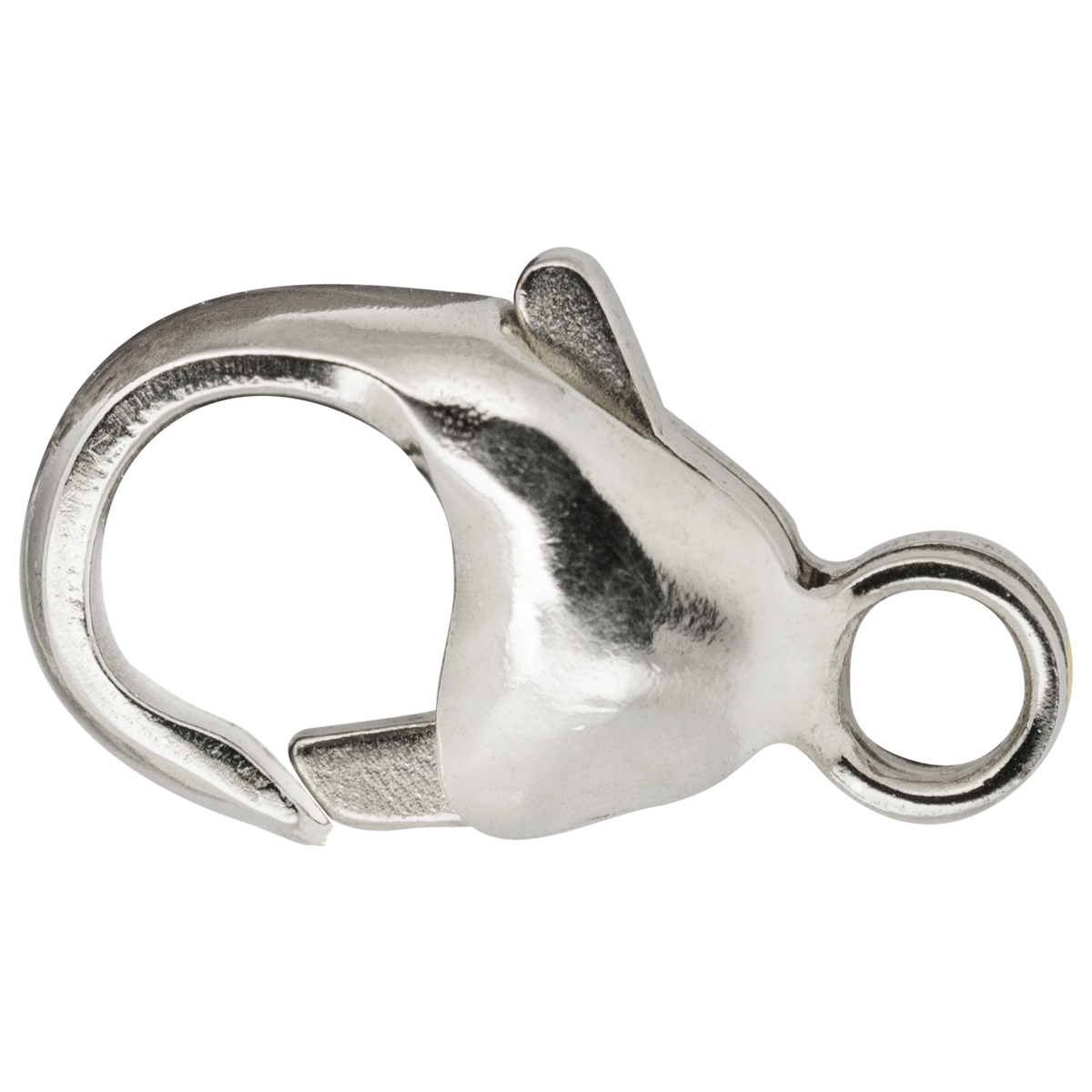 Karabiner, gestanzt, gewölbt, Öse gerade, 925/- Silber, 13 mm