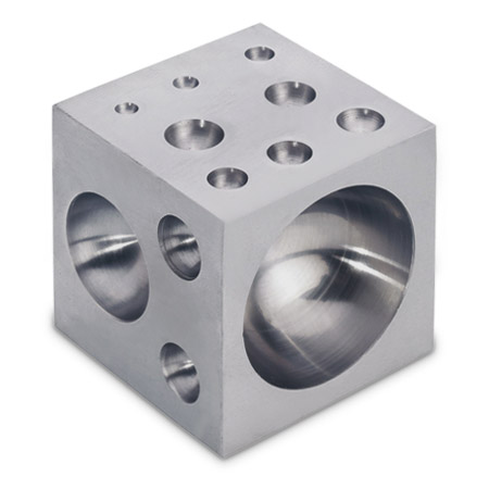 Dapping block, steel, edge length 63 mm, dies Ø 4 - 45 mm