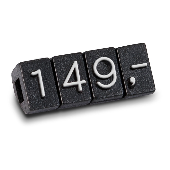 Price tag printed with: "7", Black, Grey-silver, 100 pieces