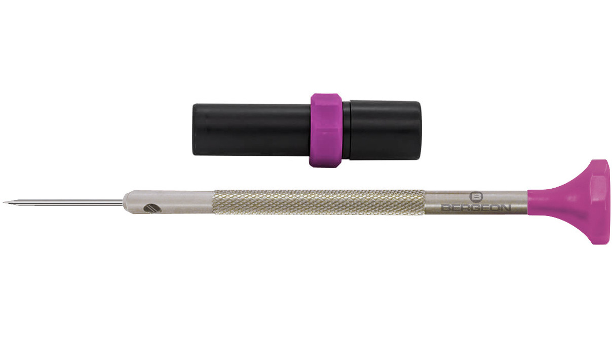 Bergeon 30081-AT-160 screwdriver, blade 1,6 mm, lilac, 2 replacement blades