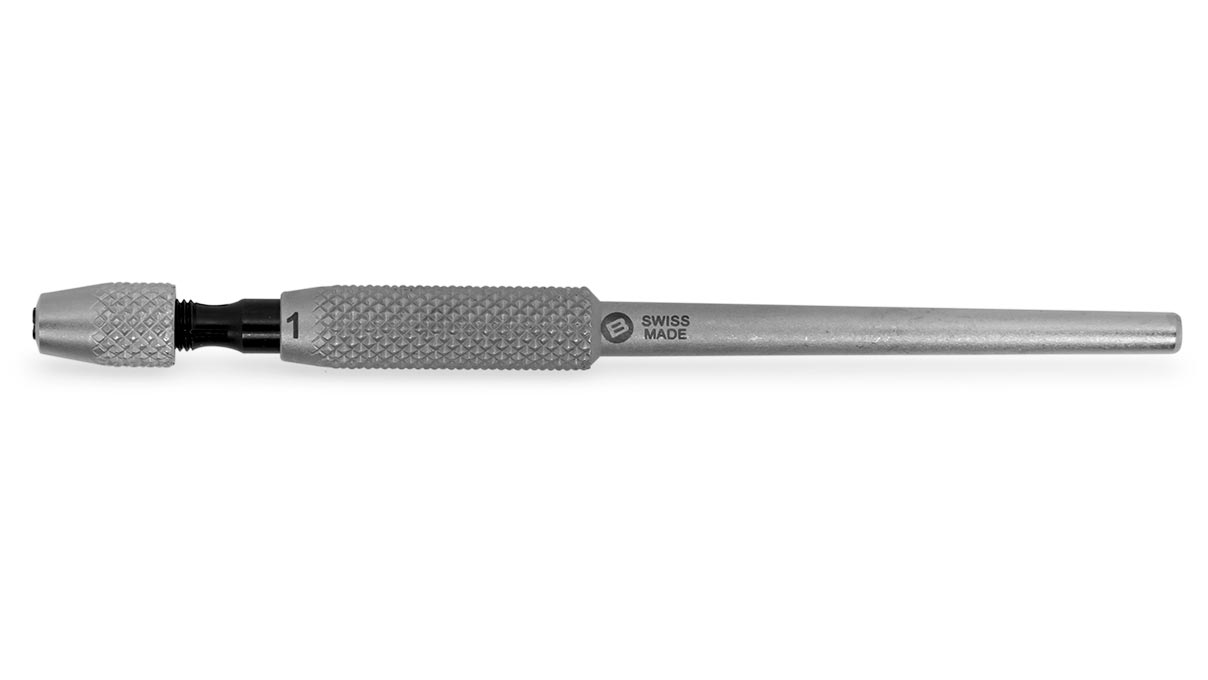Bergeon 30021-1 pin vice, opening 0 - 0,5 mm, length 80 mm