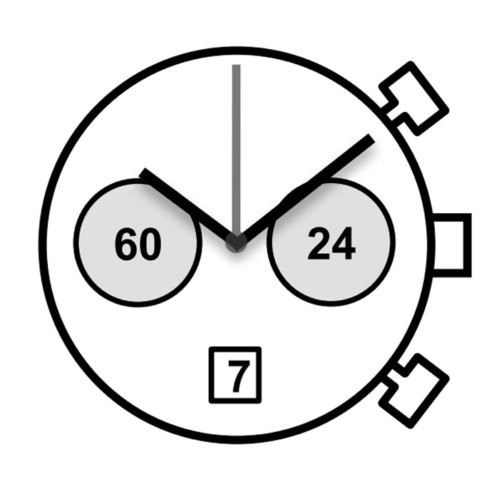 AU-Werk Miyota 0S21 13 1/2''' DATE6 SC CHRONO 2EYES Quarz (399 | SR927W)