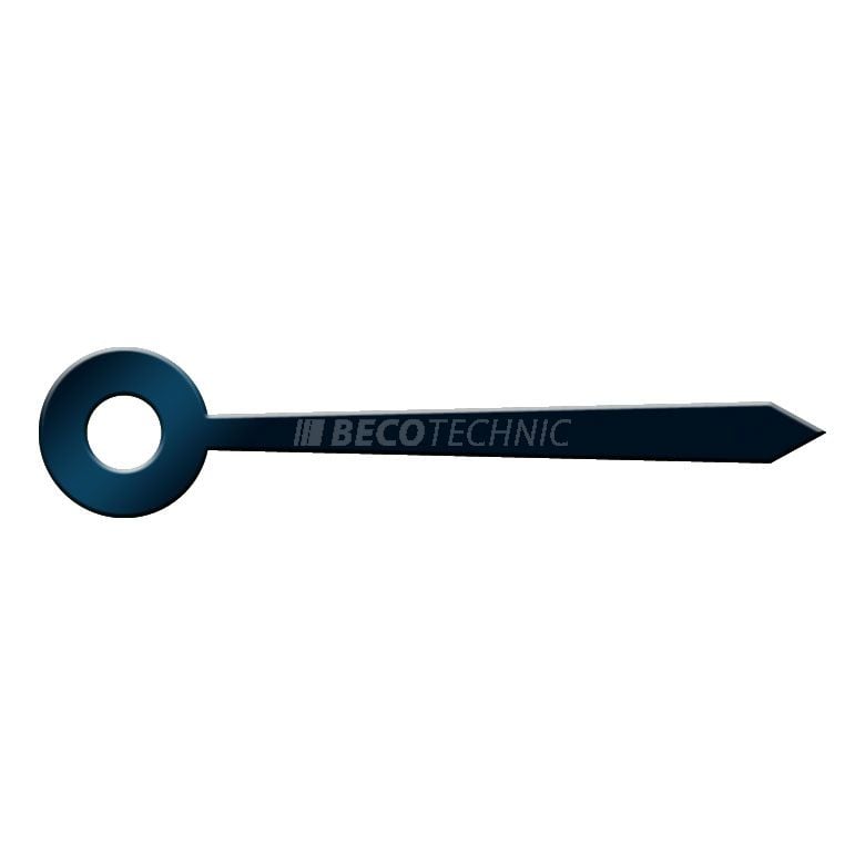 Minute hand, straight broad, blueblack, hole Ø 0,55 mm, length 6 mm