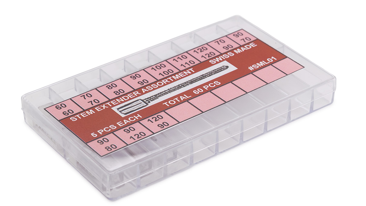 Assortiment van wikkelasverlengstukken, telkens 5 stuks per maat, 60 stuks