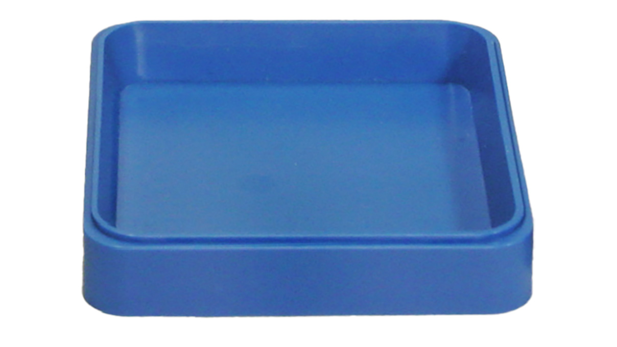 Bergeon 2378 C B Viereckige Schale aus synthetischem Material, säurebeständig, blau, 50 x 50 x 10 mm
