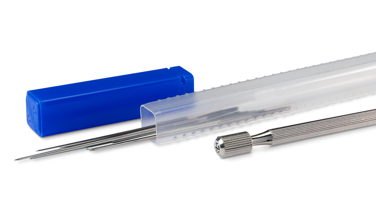 Assorted cutting broaches, 12 pcs. Ø 0,6 - 1,4 mm, incl. holder