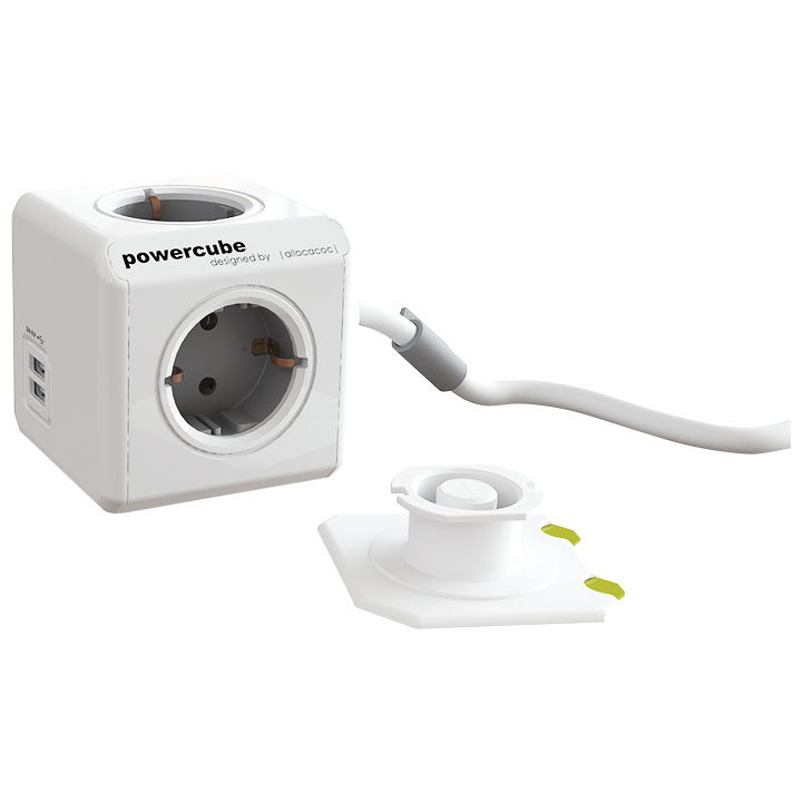 PowerCube multiconductor plug with 6 connections, 220 - 240 V, 2 USB ports
