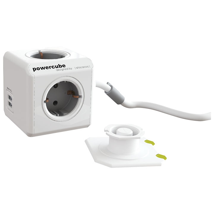 PowerCube Mehrfachstecker, 220 - 240 V, 6 Ausgänge, 2 USB-Anschlüsse