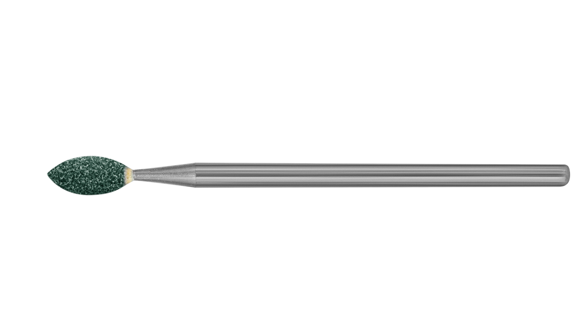 Keramischer Schleifer, Siliciumcarbid, grün, Flamme, Ø 2,5 x 6,5 mm, HP-Schaft