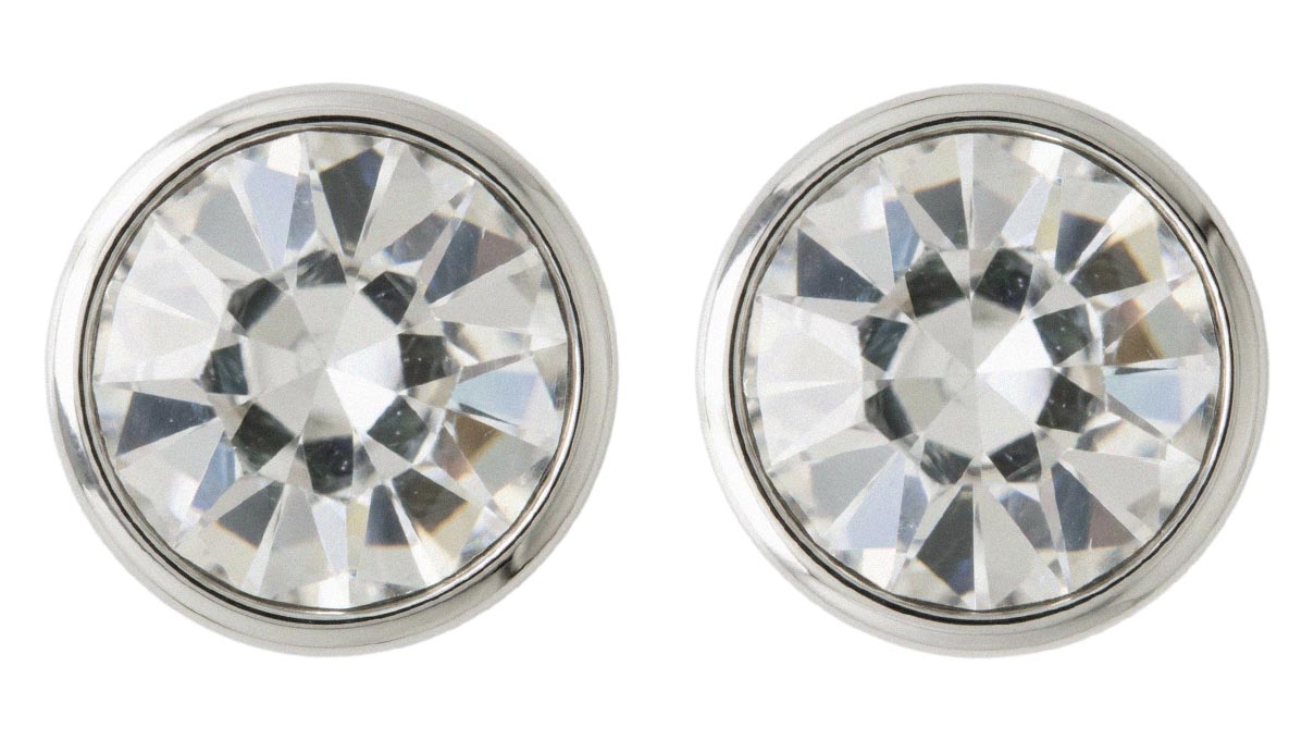 QPP oorstekers A29, rond Ø 4 mm, witte zirkonia, roestvrij staal wit, 1 paar