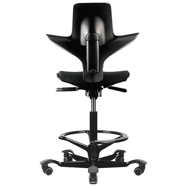 Capisco Puls Sattelstuhl 8010, Sitzhöhe 45,5 - 62 cm, Standard, Dolce 6728 Black, Gestell Schwarz, weiche Rollen für harte Böden