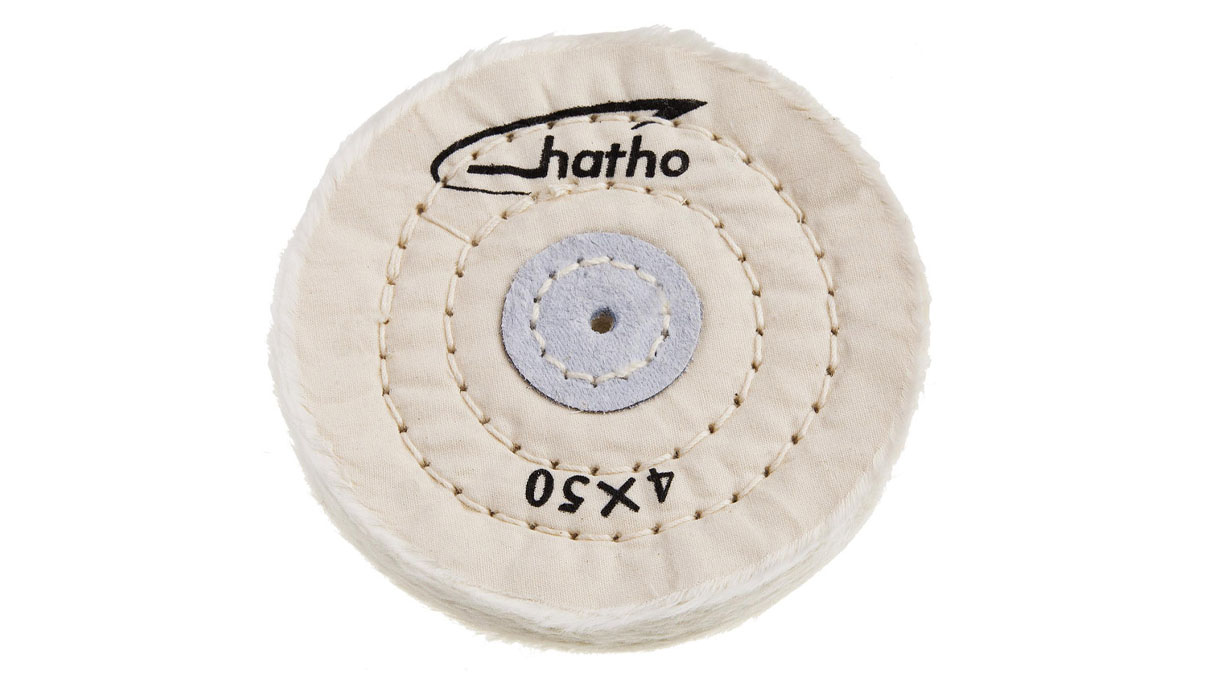 Hatho polijster Mira, katoen, naturel, Ø 100 x 13 mm, genaaid