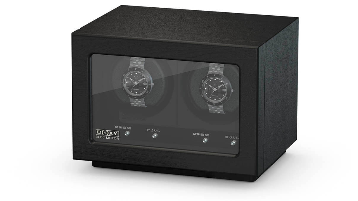 Boxy BLDC watch winder for 2 watches, black