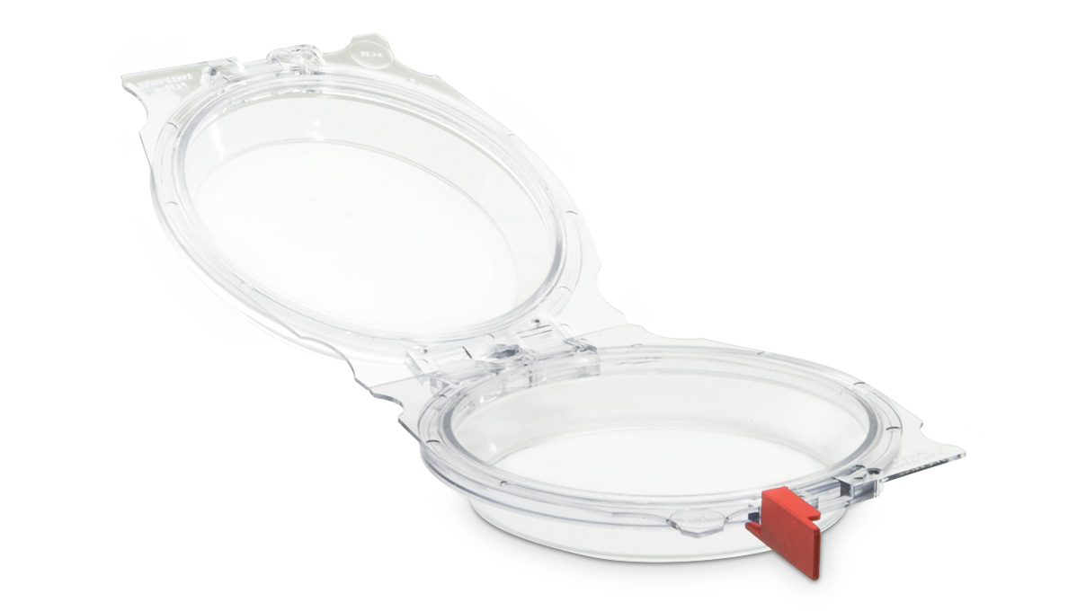 Membraandoosje, Ø 64 mm, hoogte 24 mm, met sluiting, stevige behuizing, transparant