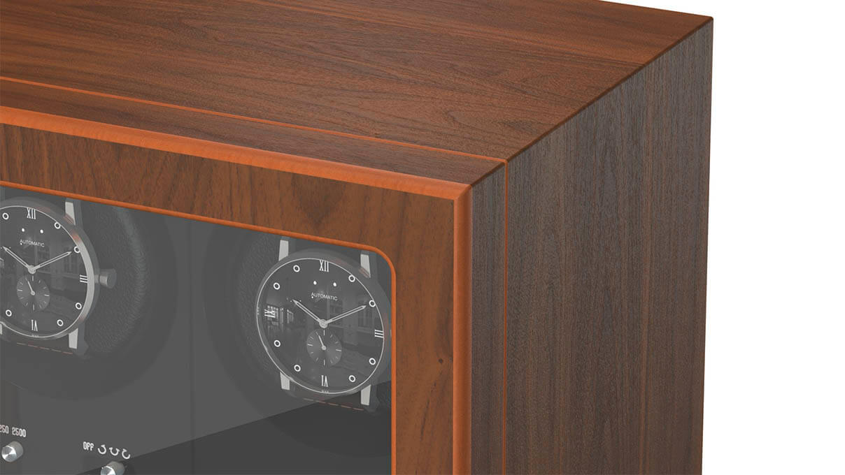 Boxy BLDC watch winder for 2 watches, walnut