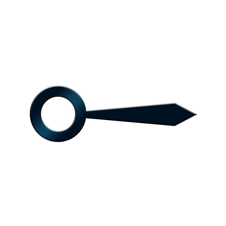 Hour hand, straight broad, blueblack, hole Ø 1 mm, length 4,5 mm