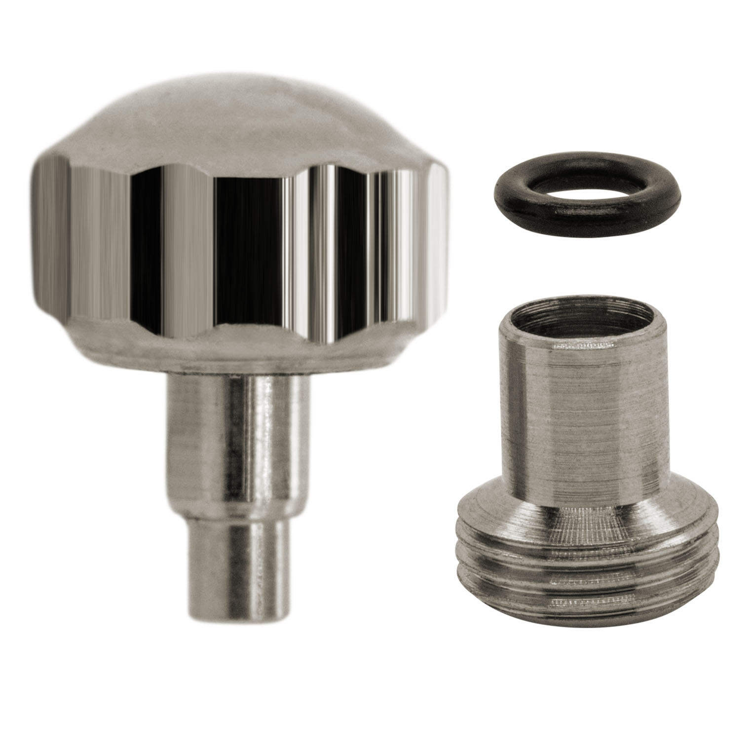 Screw-on Crown PBM, stainless steel with tube/gasket, height 3,5, Ø 4,5, Tube 2,5, thread 0,9, waterproof