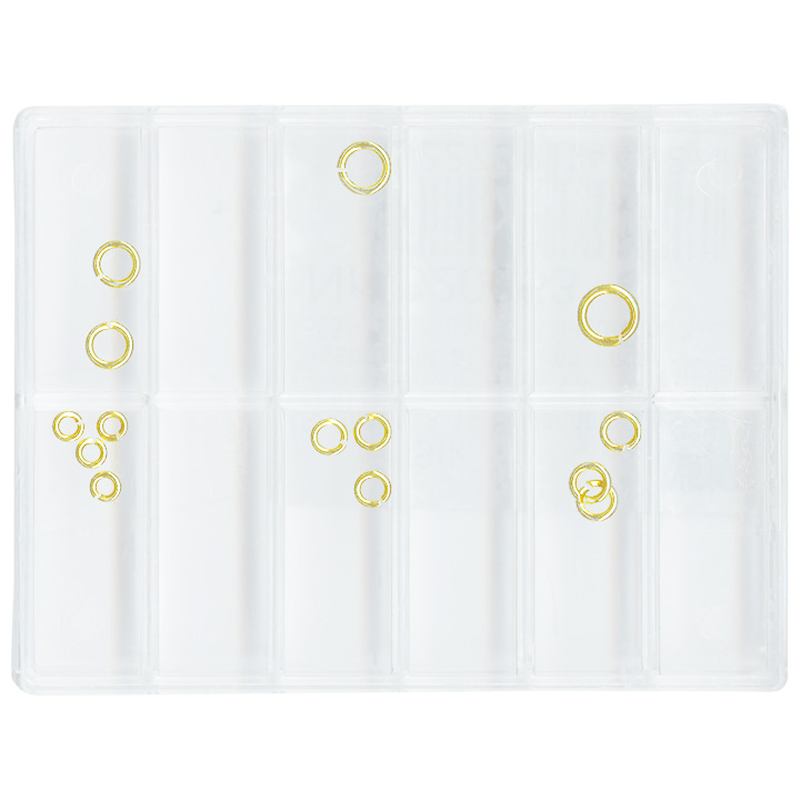 Assortiment met 14 bindringen, Ø 3 - 6 mm, rond, 585/- GG