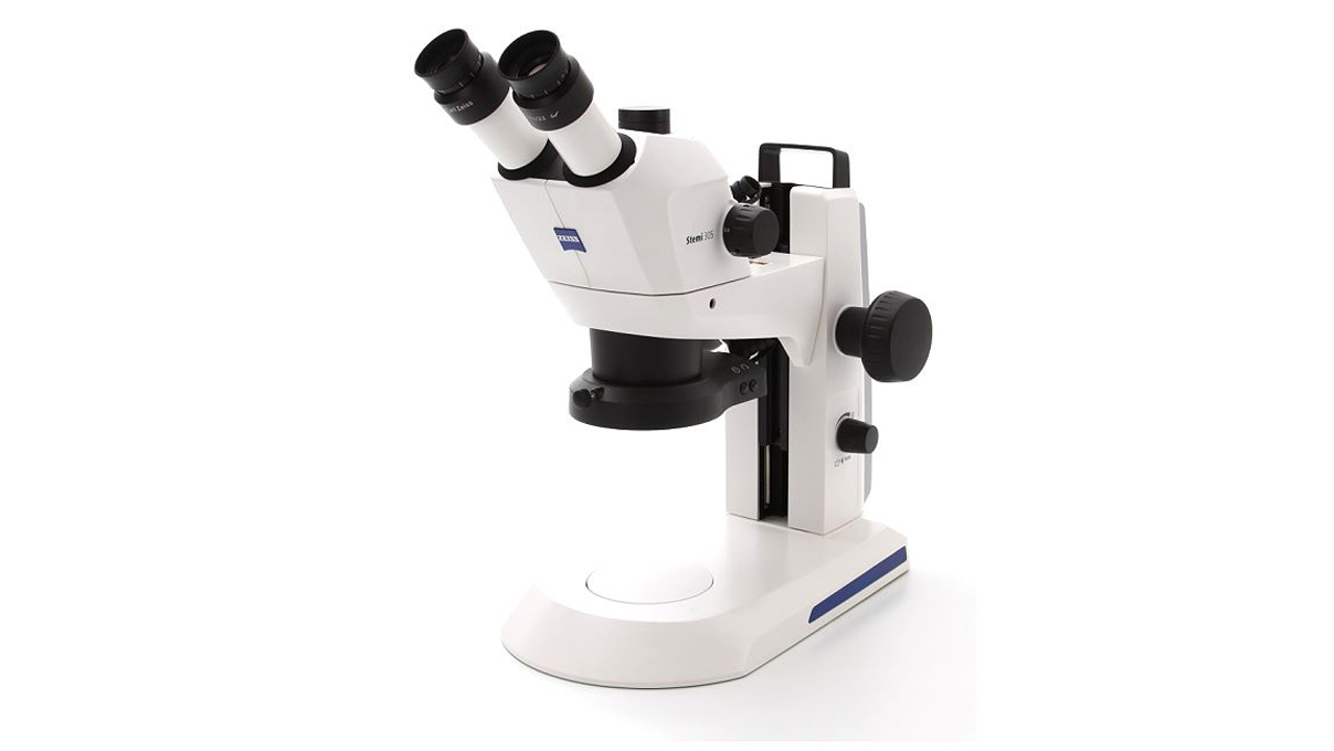 Stereomicroscope Stemi 305 trino, magnification 8x to 40x, C-mount camera output, compact stand K
MAT, integrated near-vertical illumination and segmentable ring light K LED