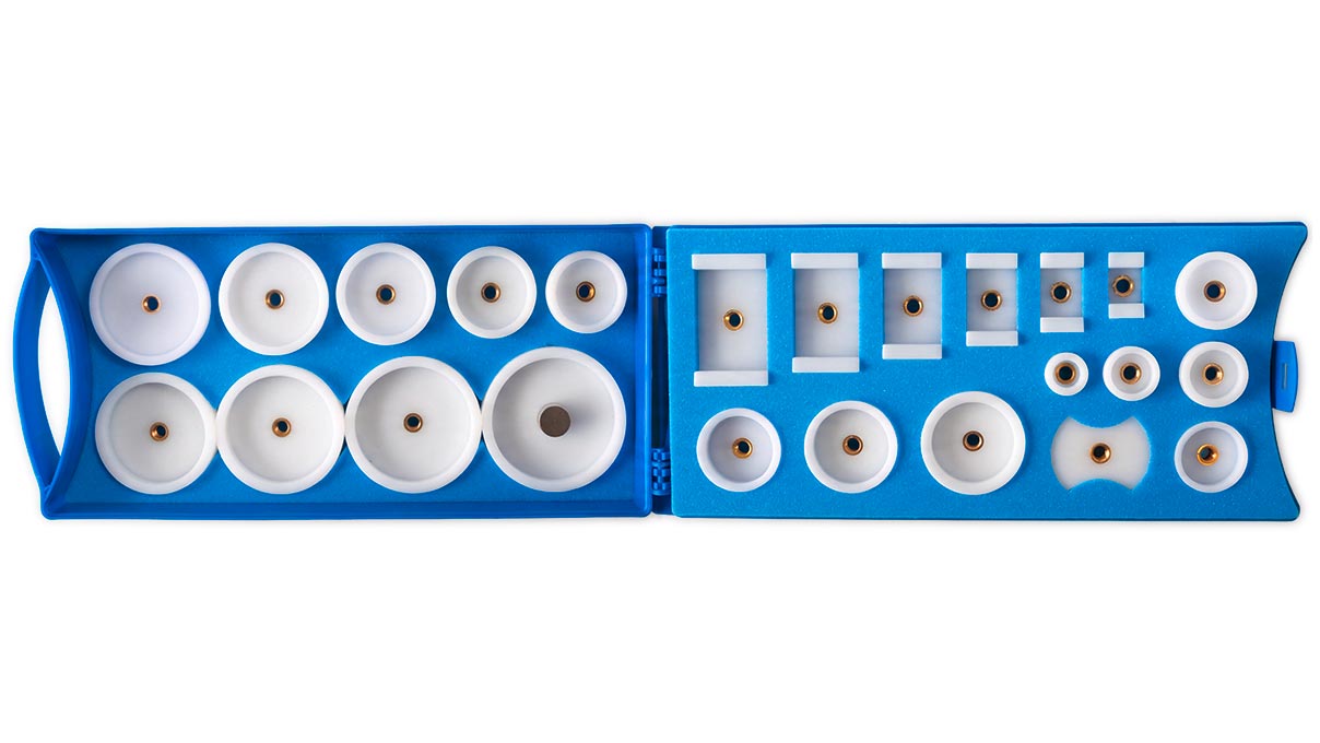 Assortiment met 24 drukstukken, Delrin, met M6 messing draad