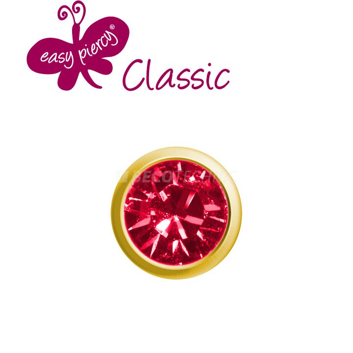 1 pair ear studs Easy Piercy Classic, gold plated, mini garnet imitation